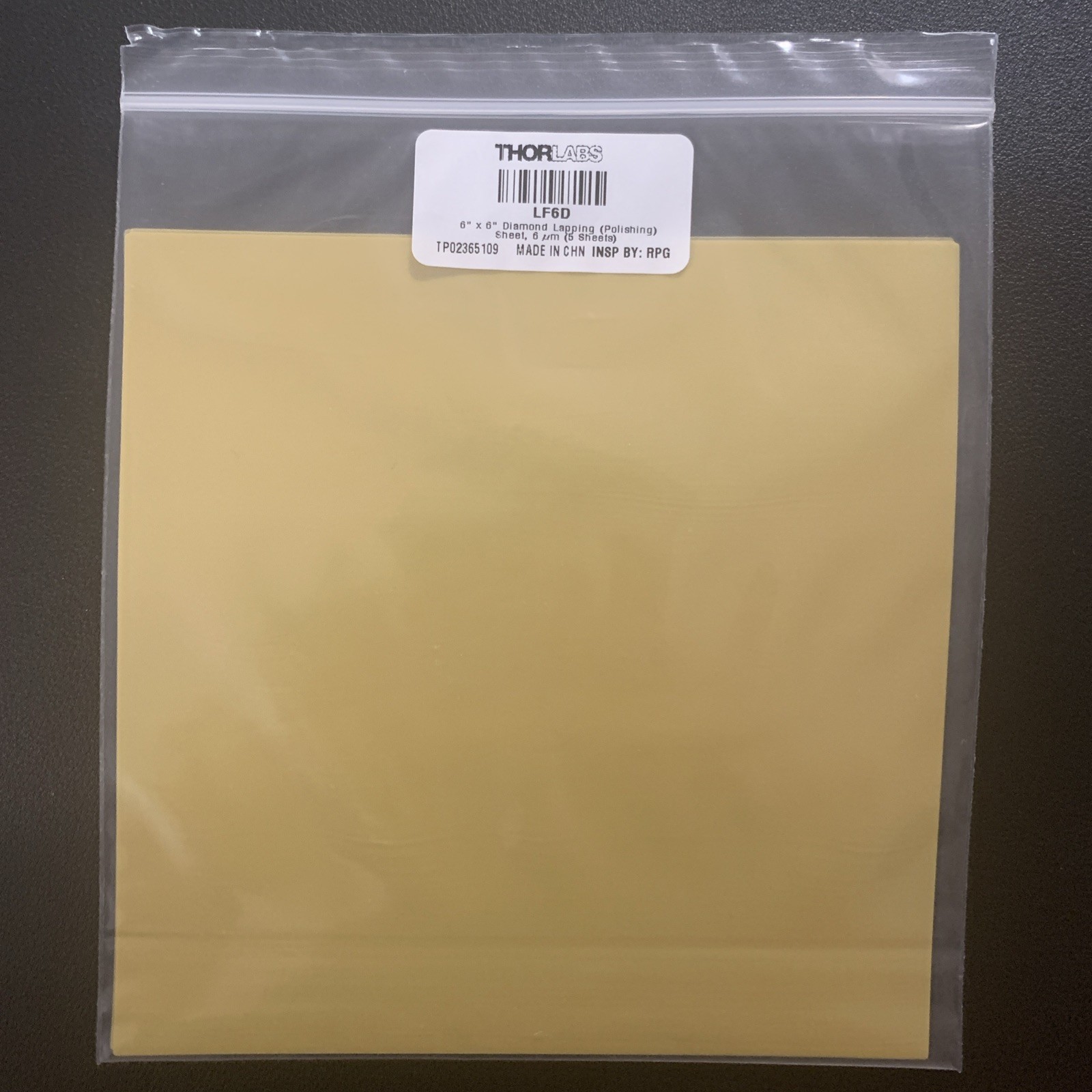 Thorlabs LF6D Diamond Lapping (Polishing) Sheets (5 Sheets)