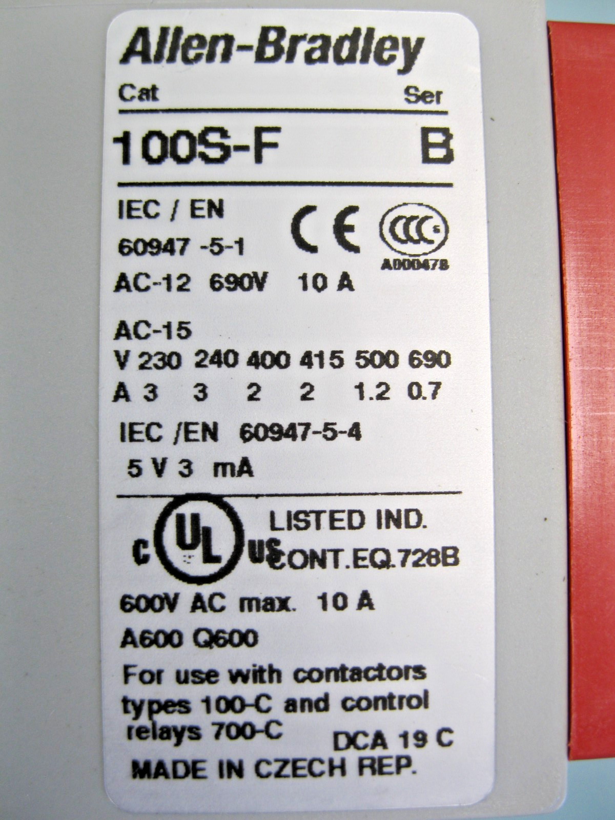 Lot (2) Allen-Bradley 100-C09*10 Contactor Ser A w 100S-F Guardmaster Relay C7