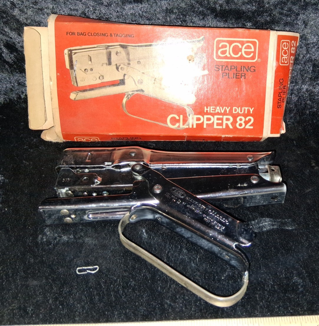 USED Heavy Duty Ace #82 Stapling Plier in Orig. Box plus Instructions