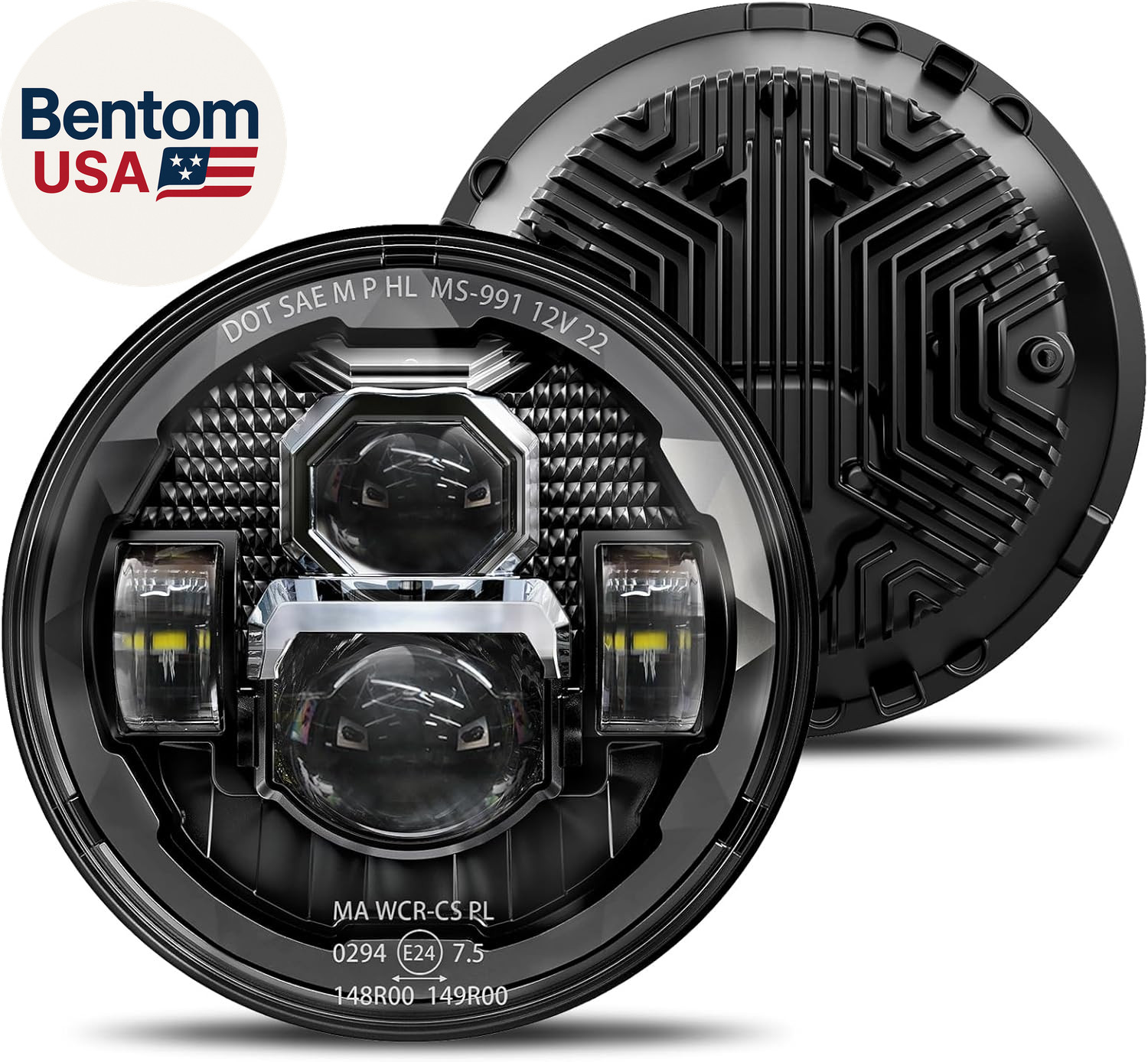 Pair New Upgraded 1000% Brighter Anti-Glare 7 Inch Led Headlights round Compatib