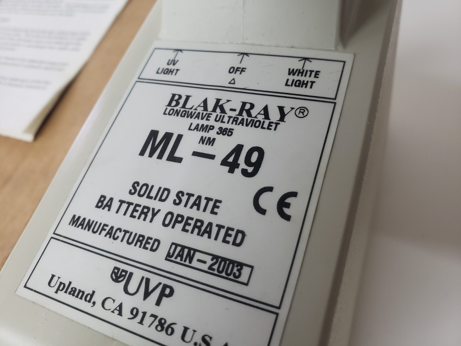 Blak-Ray ML-49 Longwave Ultraviolet Lamp UV Light