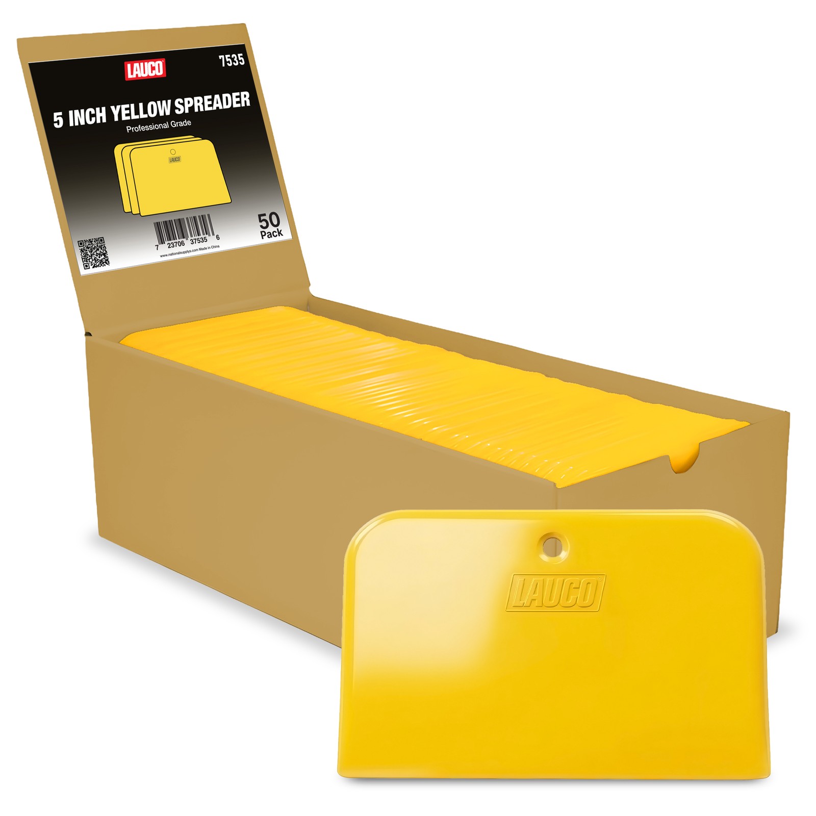 LAUCO Auto Body Filler Yellow Spreaders Pack of 50 Reusable Plastic Spreader 50″