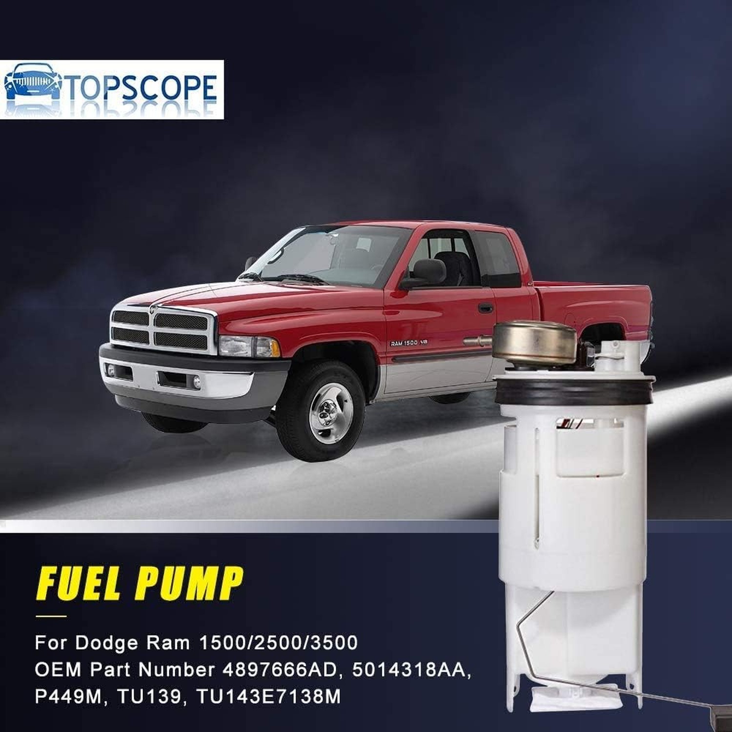Fuel Pump fits Dodge Ram Truck 1998 1999 2000 2001 2002 3.9L 5.2L 5.9L 8.0L W…