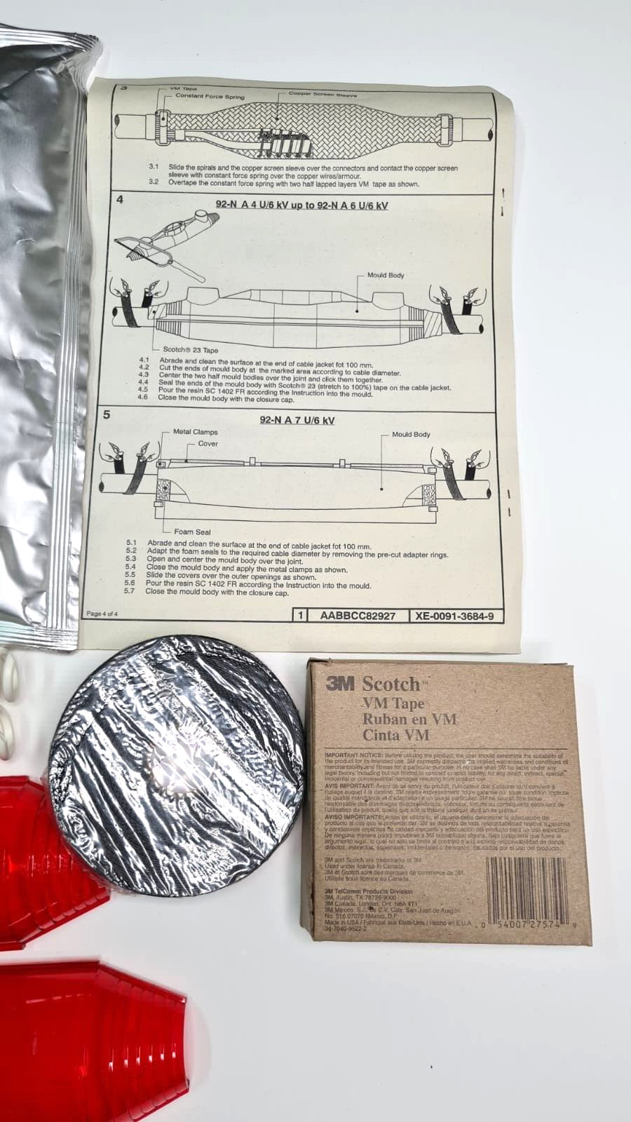 3M Scotchcast Resin Splicing Kit FR1402 92-N A 4 U/6kV By Dhl Express