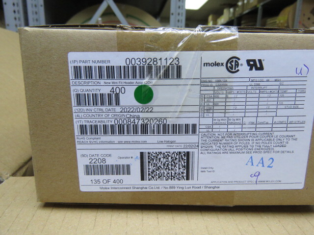 MOL 39-28-1123 Qty of 36 per Lot HEADER 12 PIN MNFT