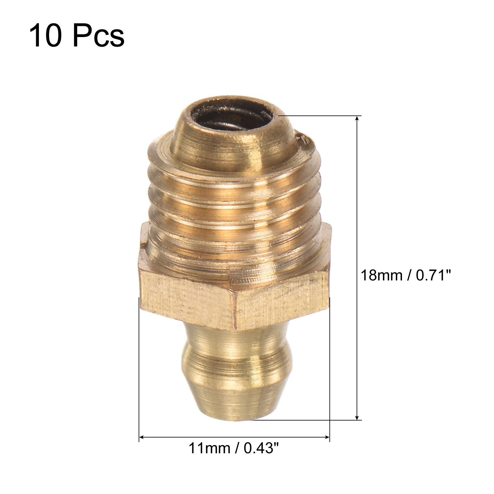 10Pcs Brass Straight Hydraulic Grease Fitting Accessories M10 x 1.25mm Thread