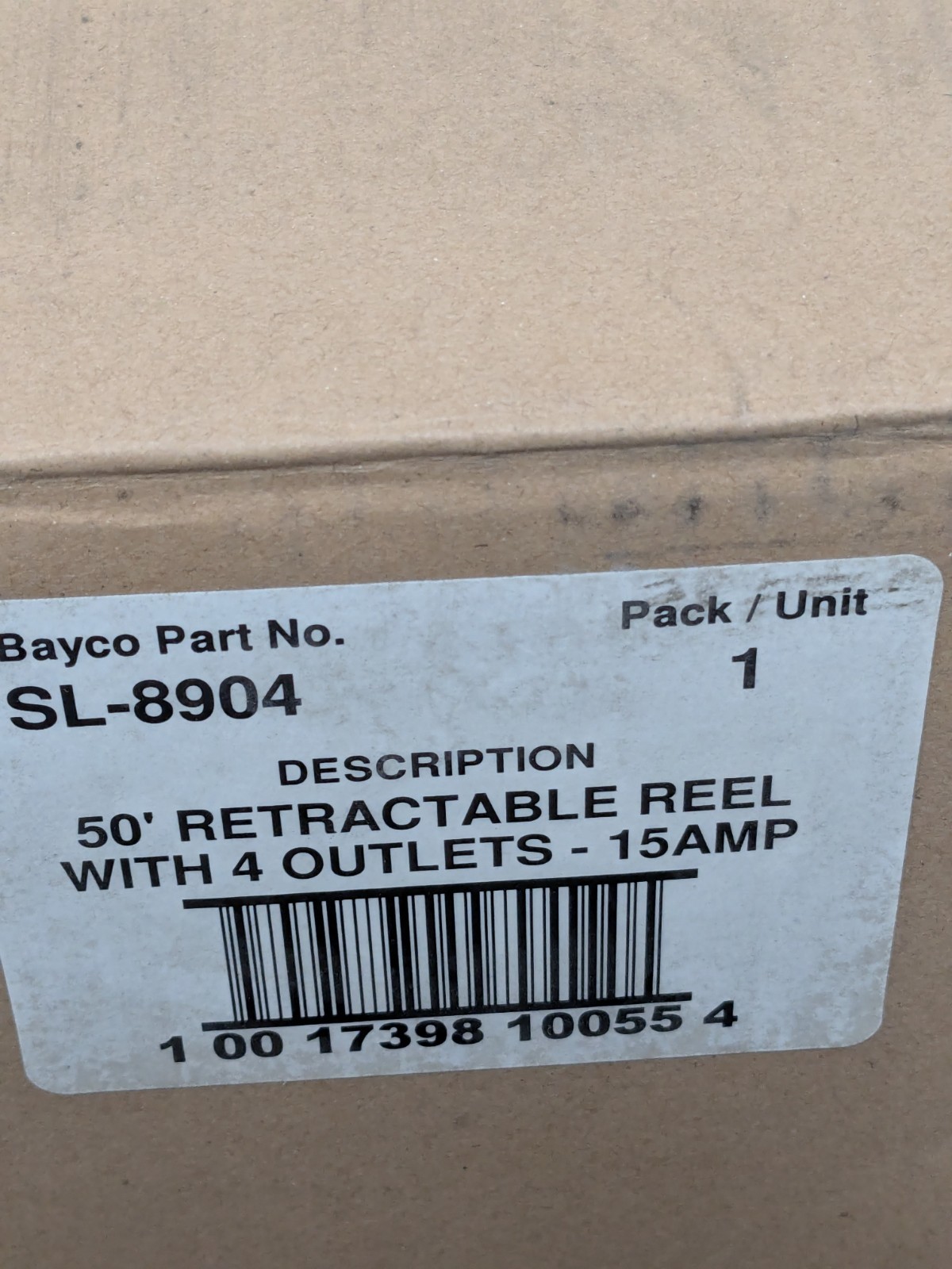 Bayco Cord & Cable Reel: 12 AWG, 50′ Long, Outlet End 4 Outlet SL-8904