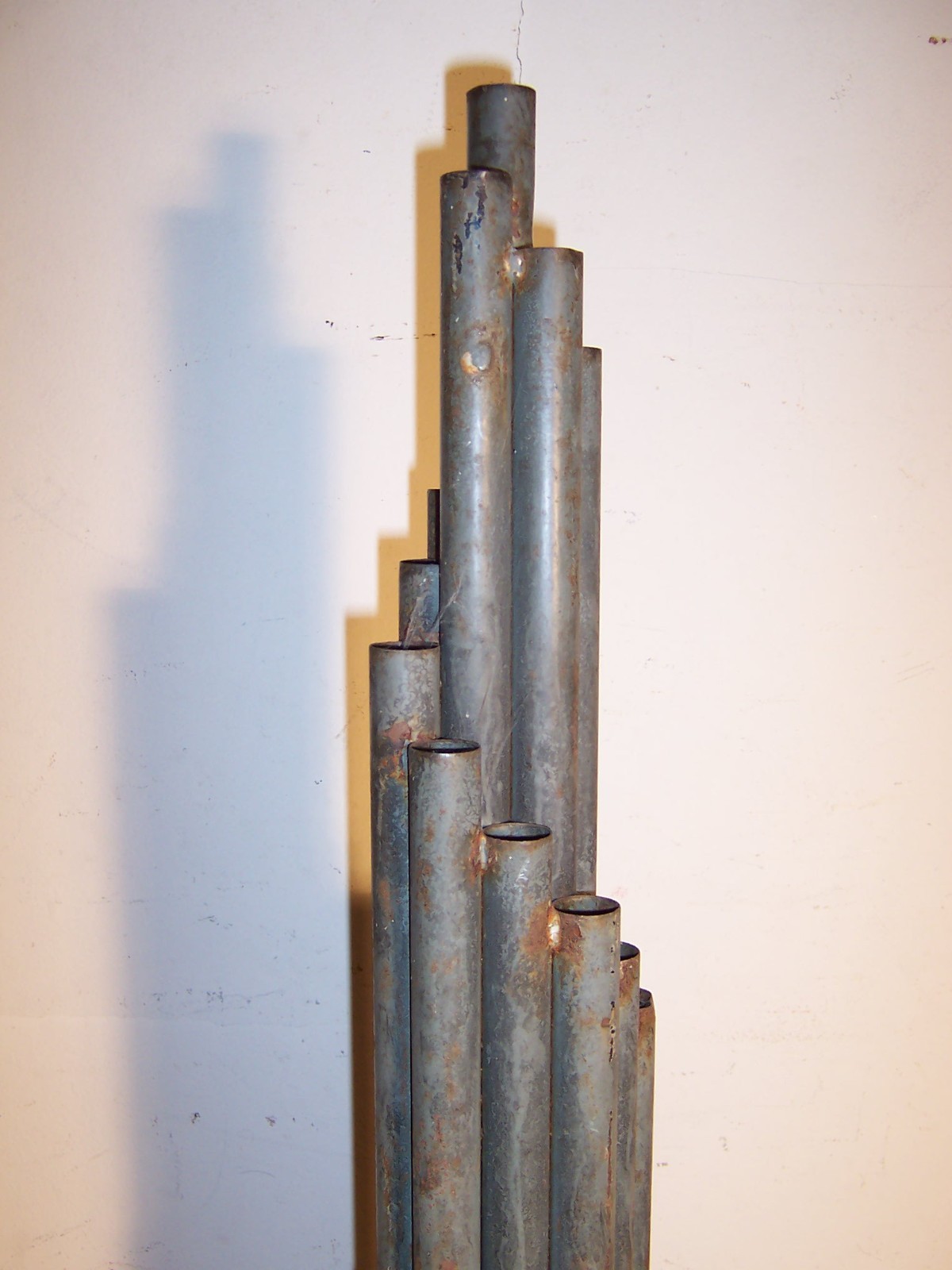 Vintage Industrial Art Spiral Boiler Exhaust Whistle Steam Caliope Tubes 36″