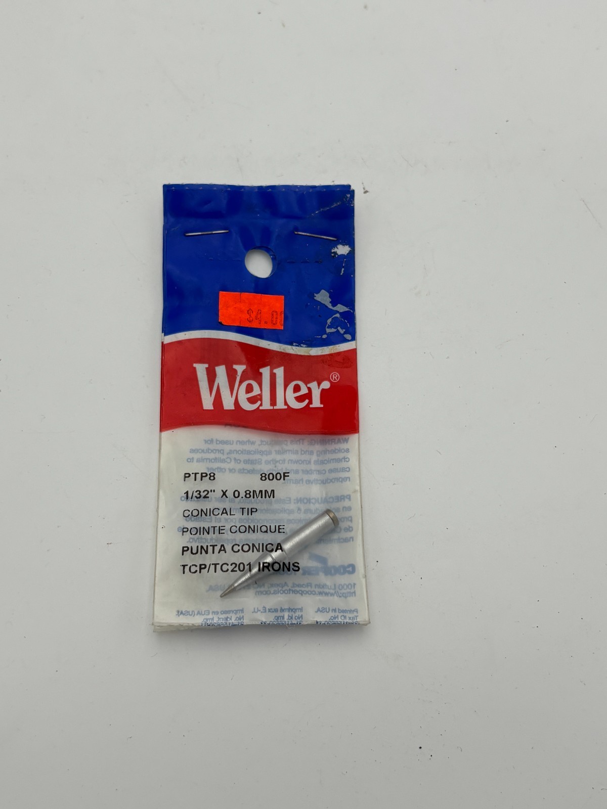 WELLER PTP8 800F 0.8 mm REPLACEMENT TIP SOLDER GUN NOS NIB