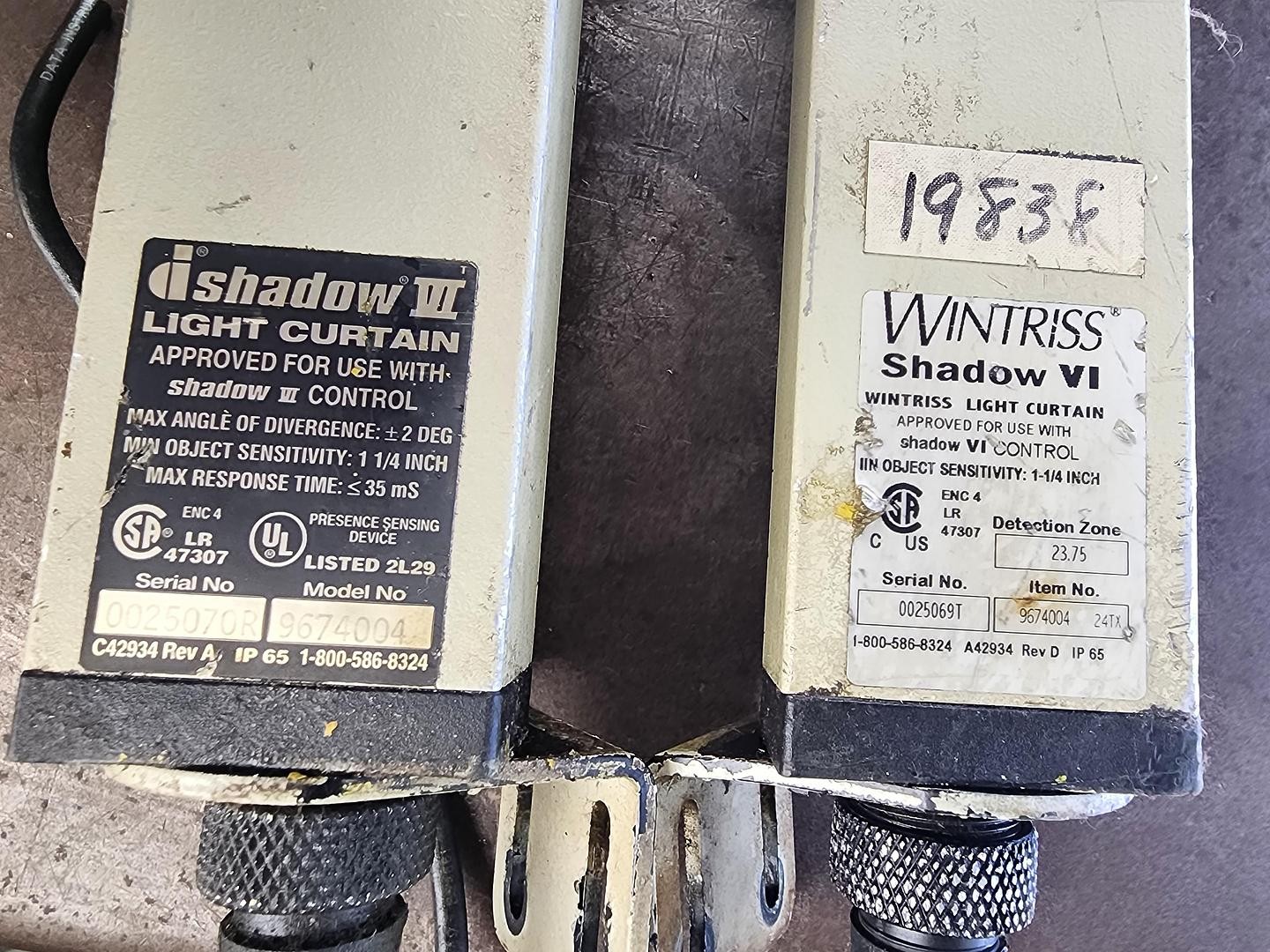 Wintriss Shadow VI 9674004 23.75″ Rx and Tx Light Curtain Set