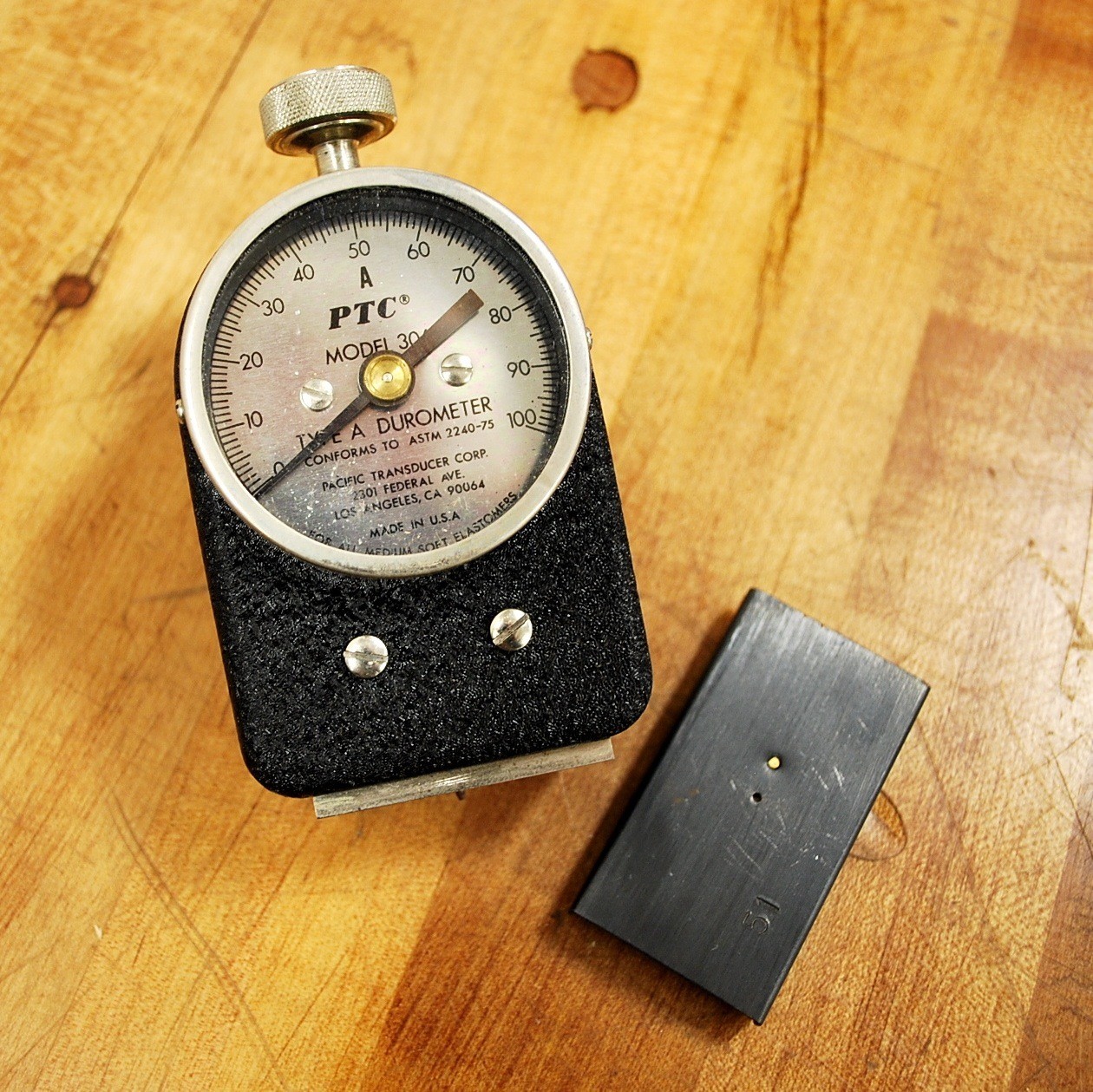 PTC Model 306, Type A, Durometer. Conforms to ASTM 2240-75 – USED