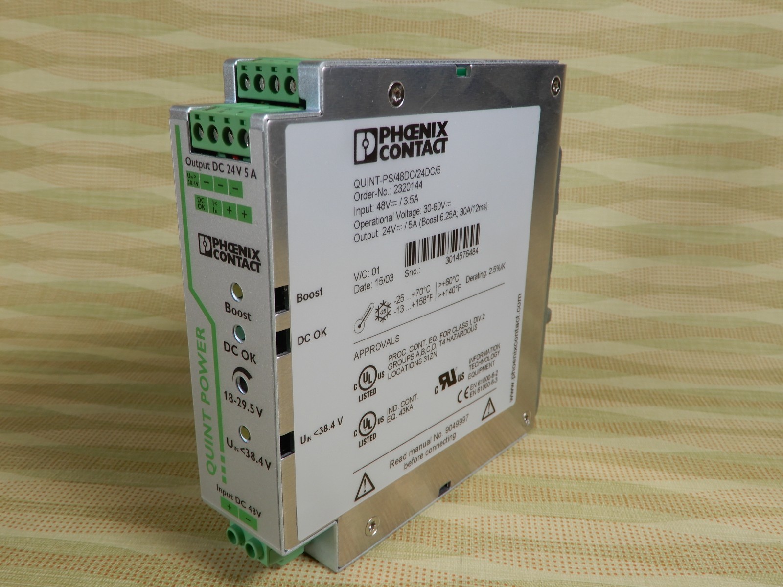 Phoenix Contact Quint Power Supply PS/48DC/24DC/5 DC Converter 48-24VDC 5A AX