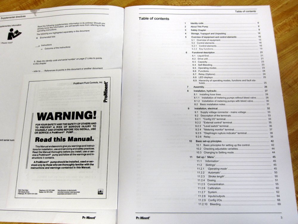ProMinent 982271 Solenoid Metering Pump Operating Instructions