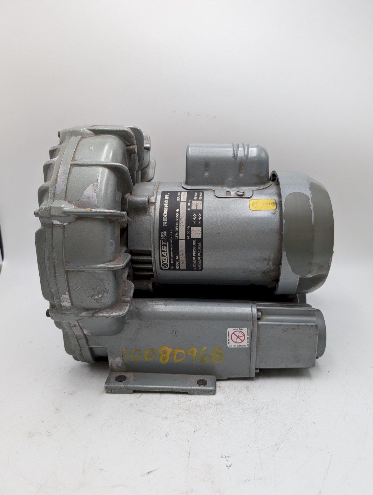 Gast Regent Model R4110-2 1 HP Vacuum Pump Motor J611AX 115/208-230V 2850 RPM