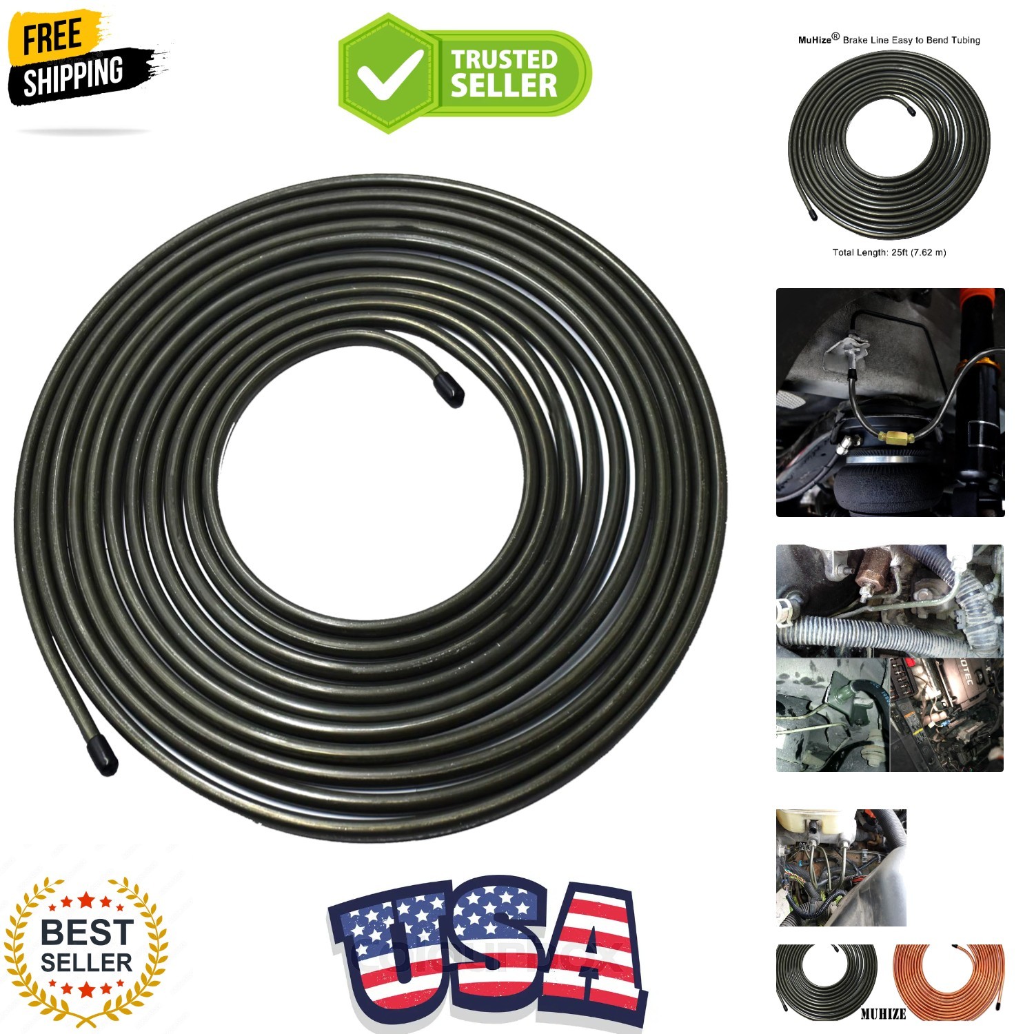 5/16” Brake Line Tubing Kit, 25Ft Flexible PVF Coated Steel Tube Roll, Anti-…