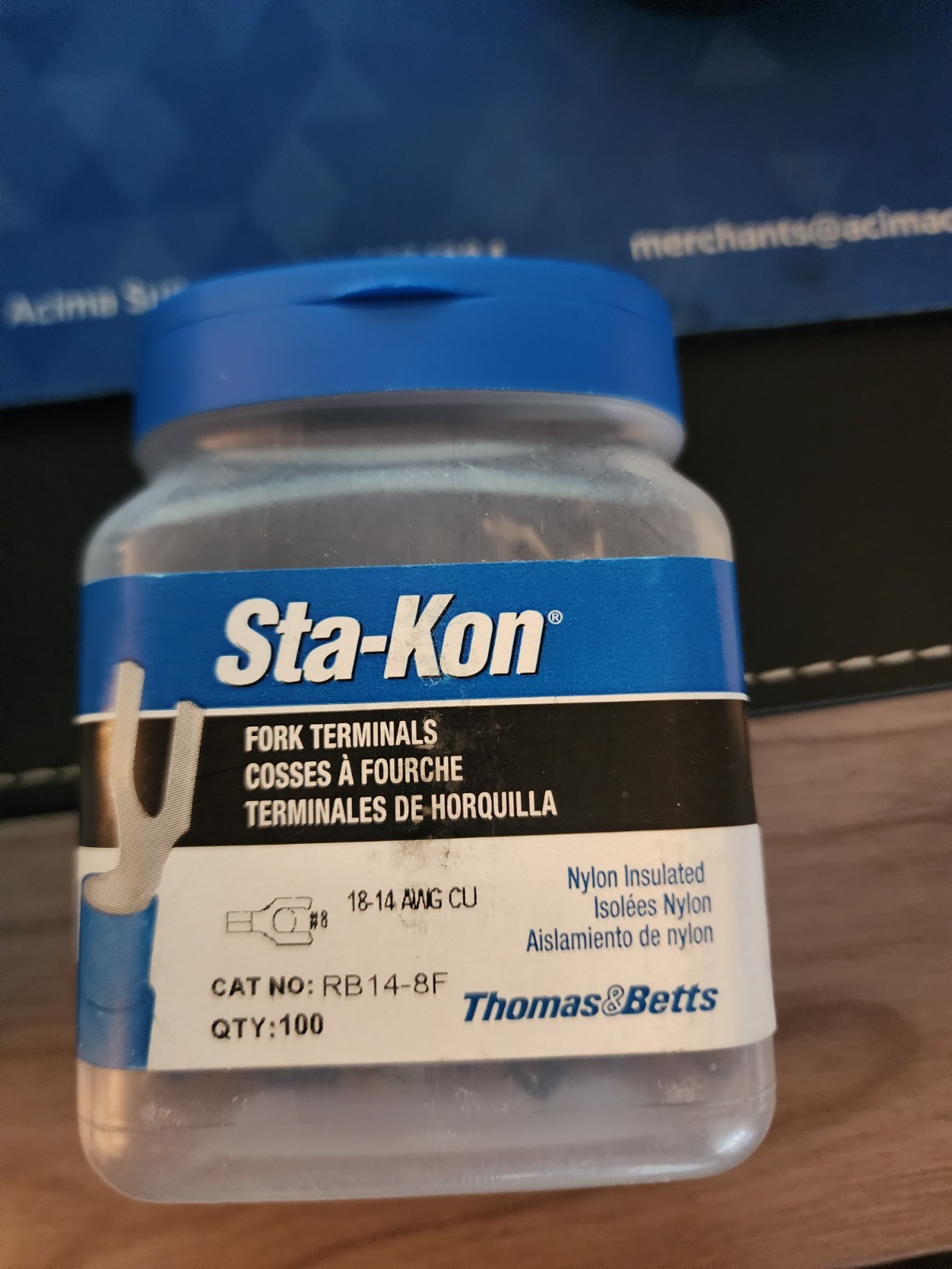 Sta-Kon Rb14-8F Fork Terminal, #8 , 14 Awg, 600 V, Nylon Insulated,100 ea