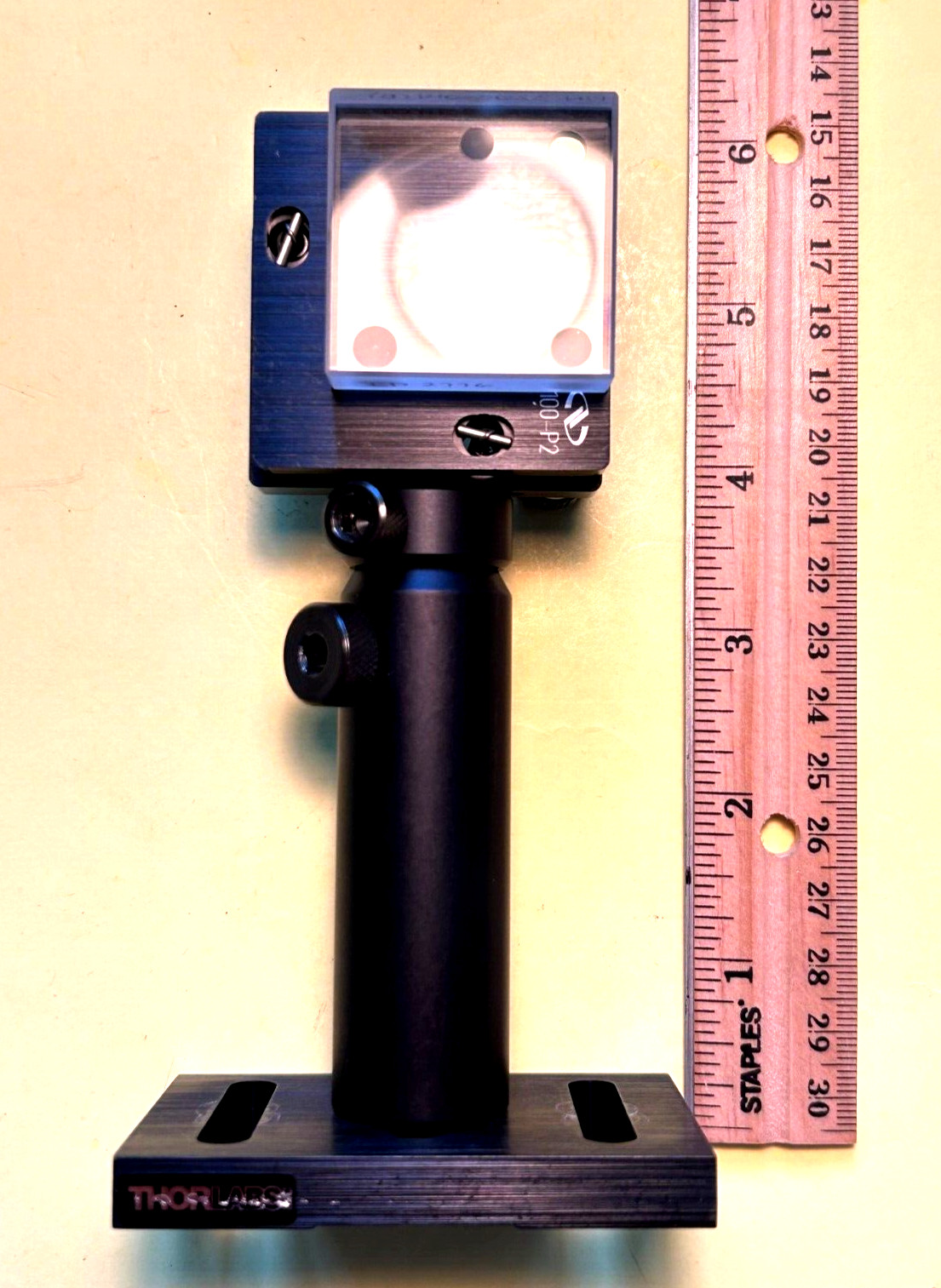 KrF Laser mirror on Newport P100-P2 on Thorlabs 3″optic mount assembly