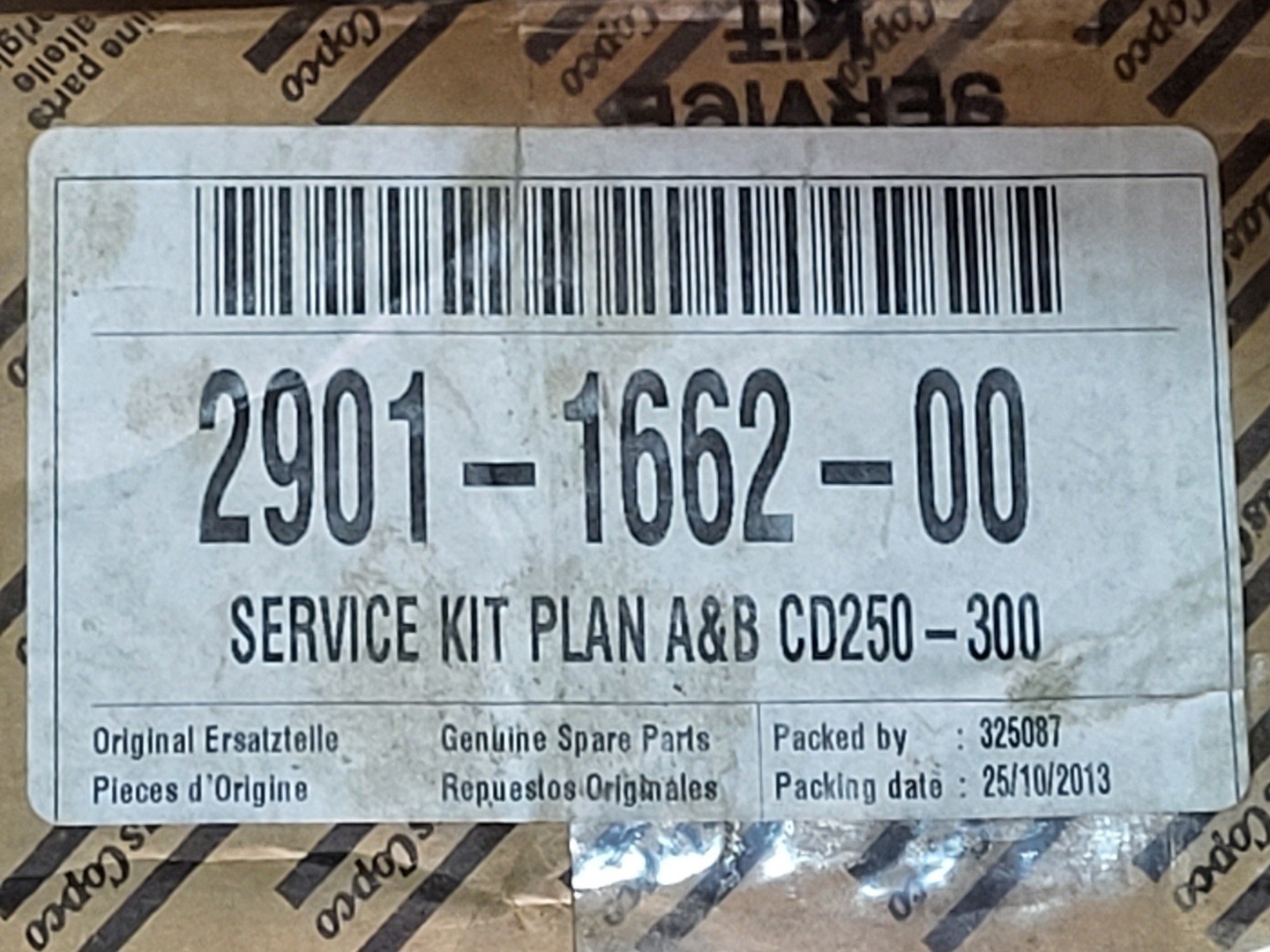 SURPLUS NEW Atlas Copco 2901-1662-00 Service Kit Plan A&B Cd250-300 Part