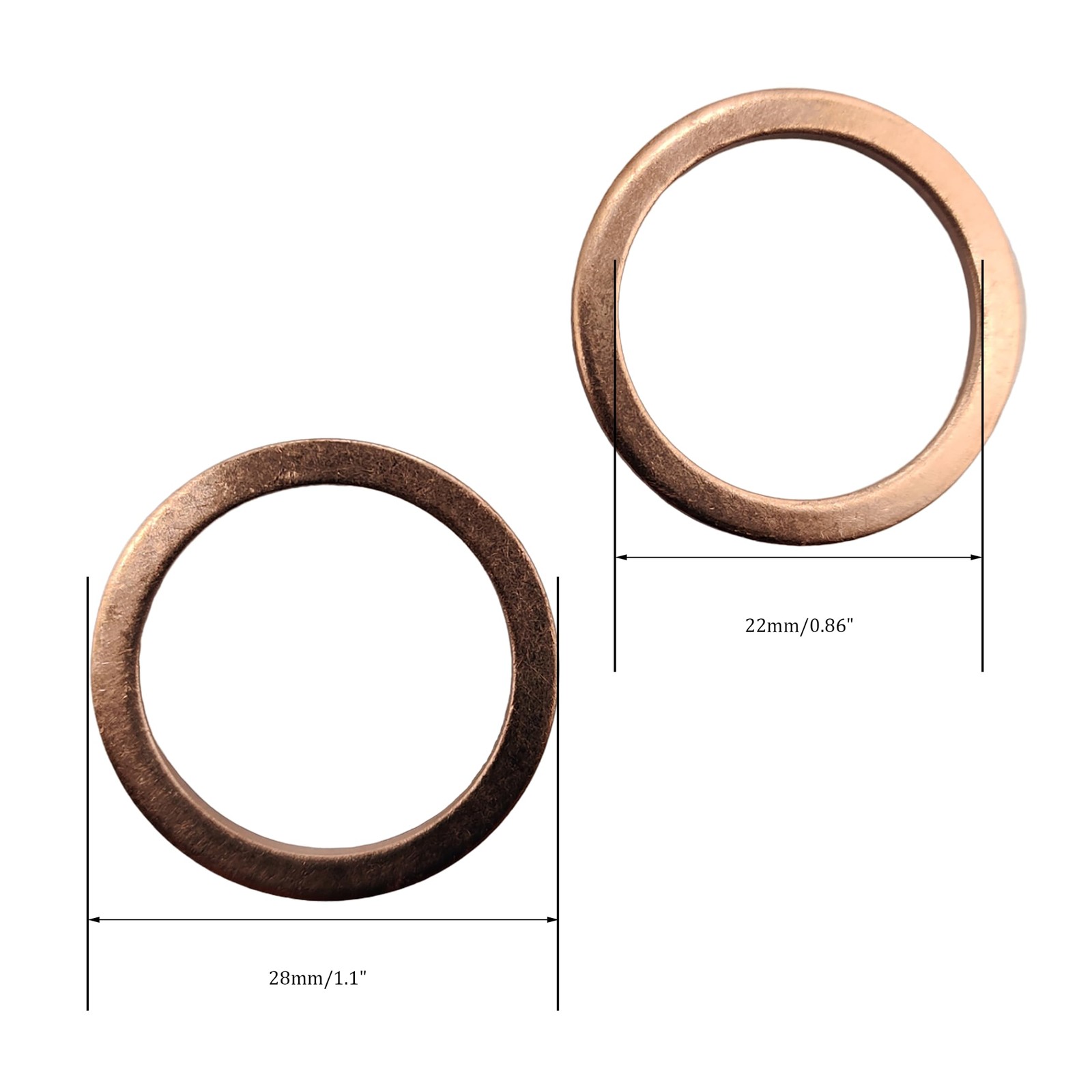 M22 Flat Washer Copper Sealing Ring, 22mm ID 28mm OD 1.5mm M22,