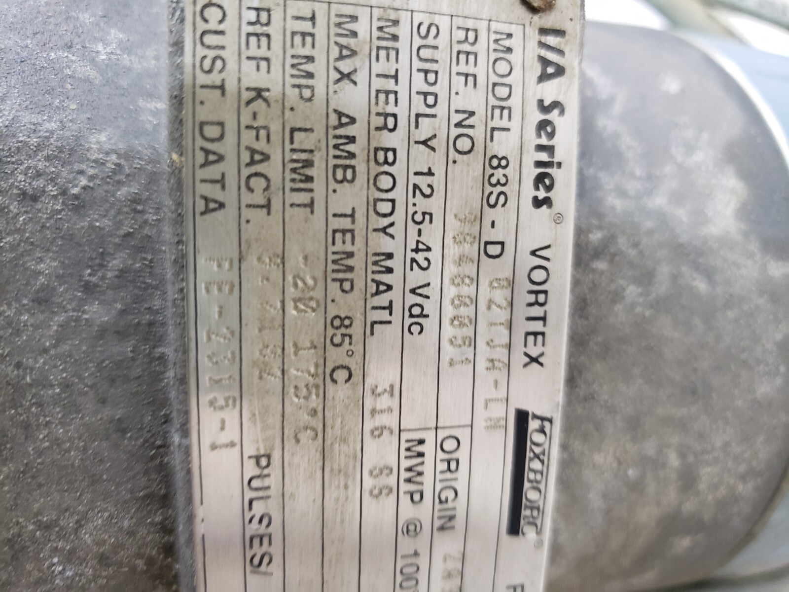 FOXBORO 83S-D02TJA-LN VORTEX FLOWMETER