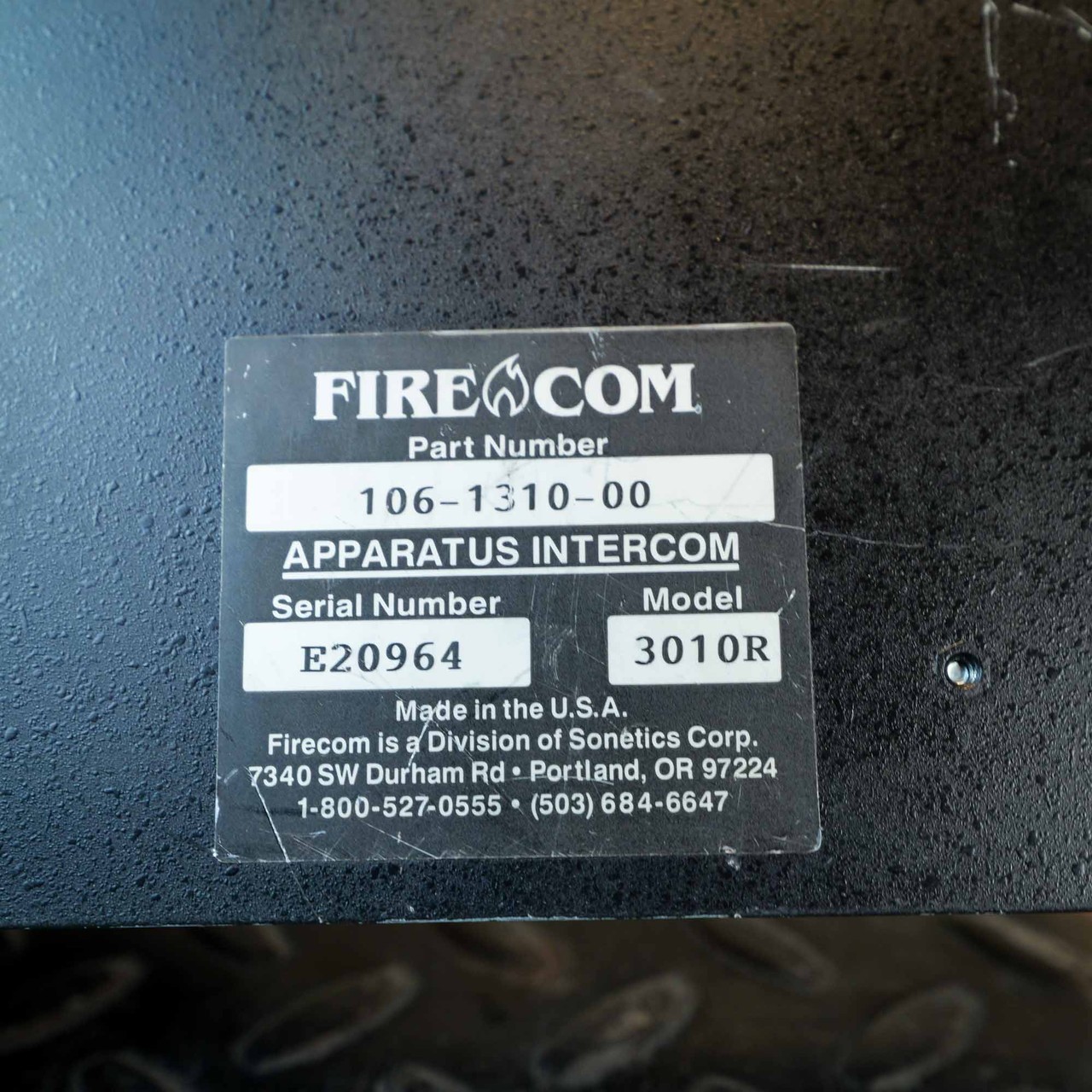 FireCom 3010R Intercom System 106-1310-00 AS-IS Parts Repair Unit