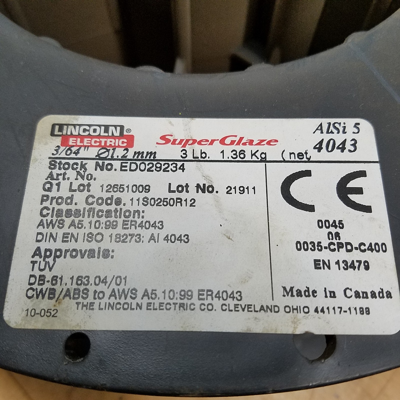 Lincoln Electric SuperGlaze 4043 Welding Wire, Aluminum MIG Wire – USED