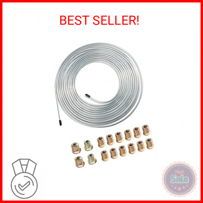 25 Ft Flexible Tube Line Roll,1/4″ Brake Line Tubing Kit,Copper Coated Alloy Bra