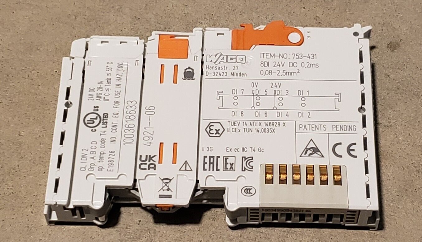UNUSED WAGO 753-431 8DI 24VDC INPUT MODULE