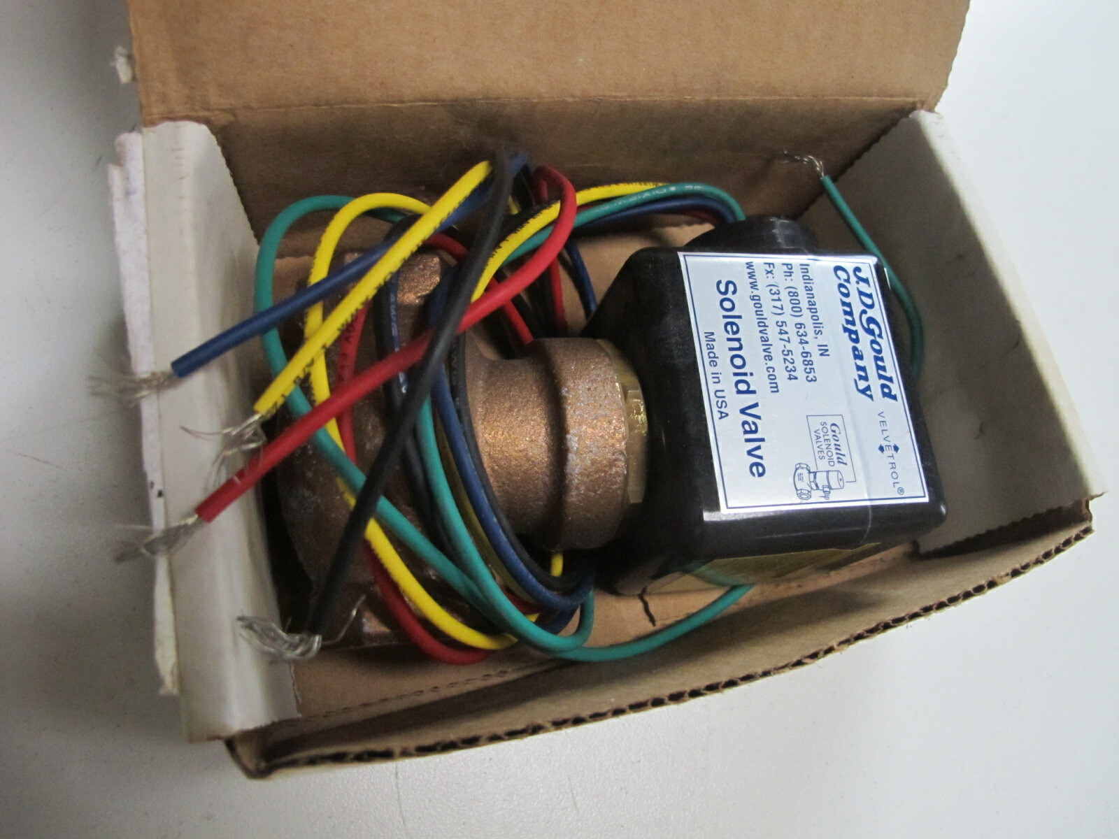 J.D. Gould M-3V Brass Solenoid Valve 1/4″ NPT 120v – 240v 5-125 psi – New