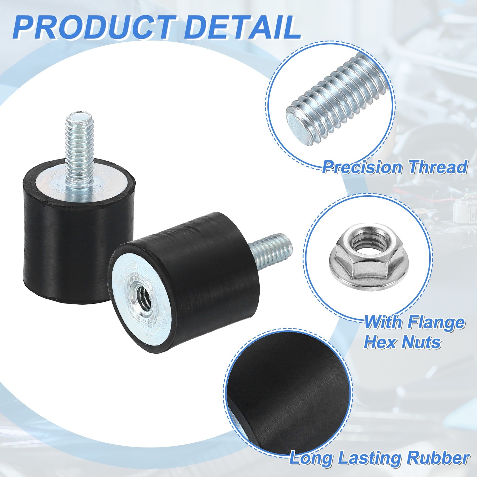 4Pcs M4x10mm Rubber Mounts 14x15mm Rubber Shock Absorber Mount with Nuts