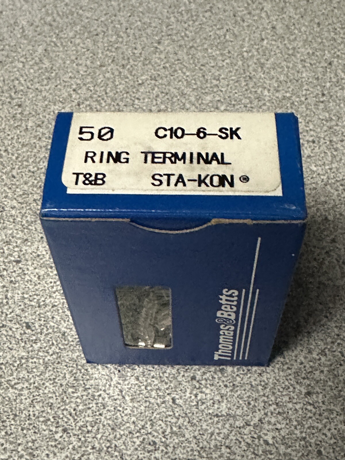 NEW 50 pack T&B Sta-Kon C10-6-SK Non-Insulated Ring Terminal 12-10 Awg #6 Stud