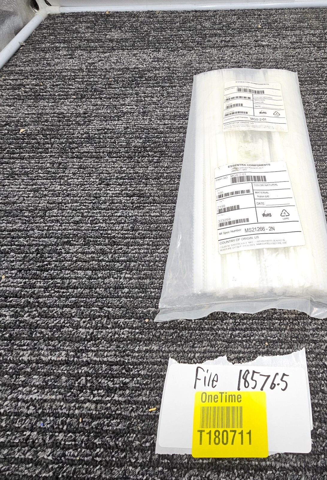 (QTY 100) Essentra Components MGS-2-01 Grommet Strips, Nylon 6/6, Natural Color