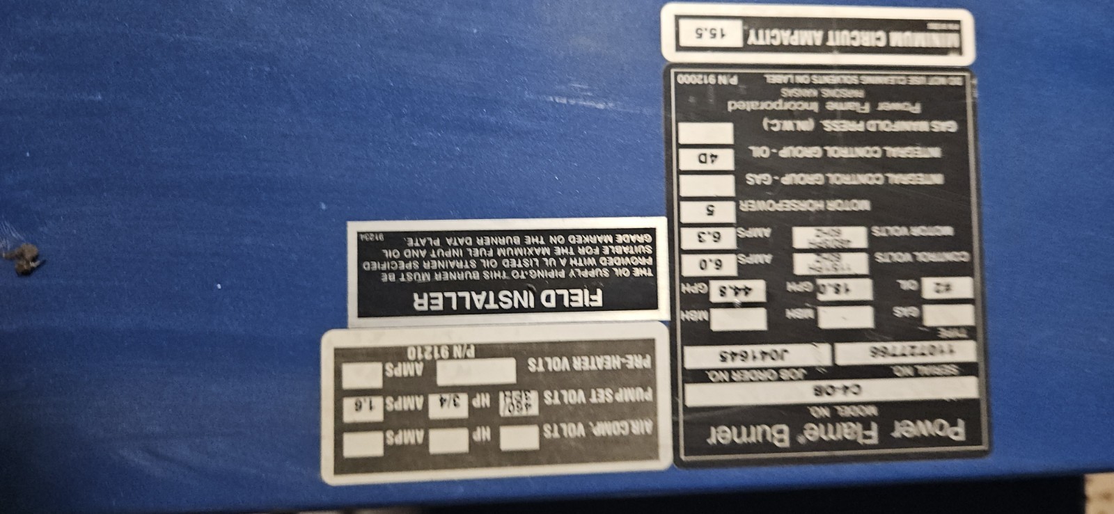 Powerflame C4-OB Oil Only Gas Polite Burner Rated For 150 Hp Boiler