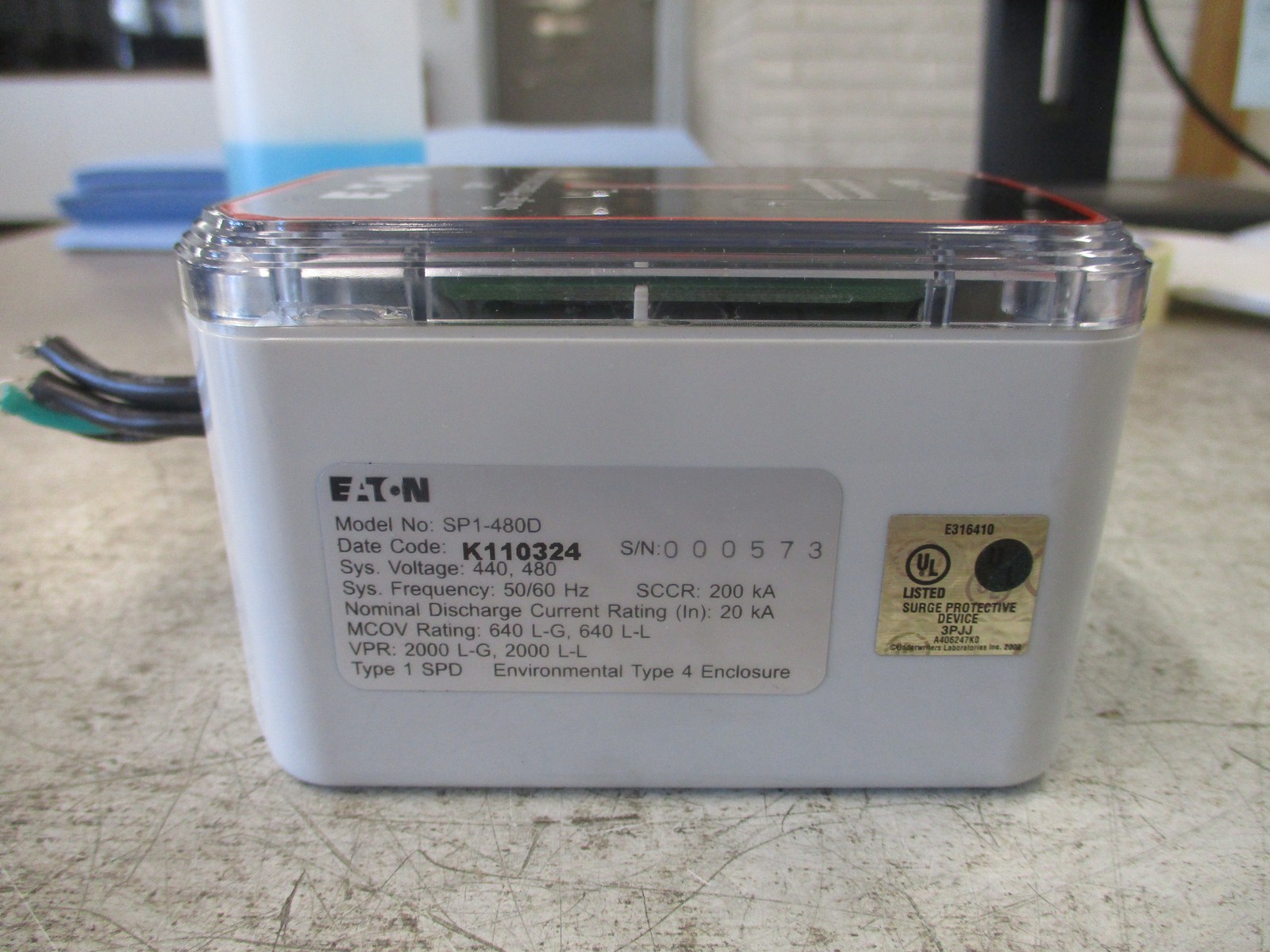Eaton Surge Protective Device SP1-480D 440/480V 50/60Hz MCOV: 640V L-G , L-L