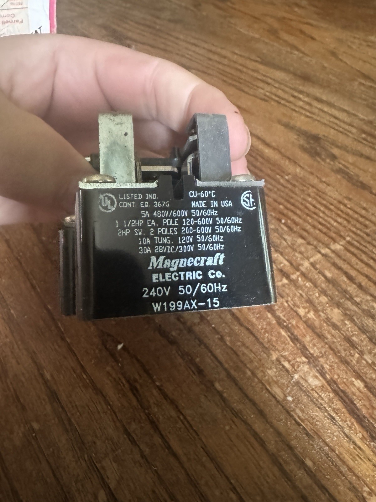 Magnecraft W199AX-15 POWER RELAY, DPDT, 240VAC, PANEL New Open Box