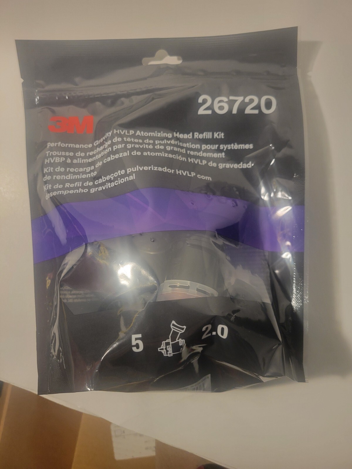 3M™ 26720 Performance Gravity HVLP Atomizing Head Refill Kit, Red, 2.0