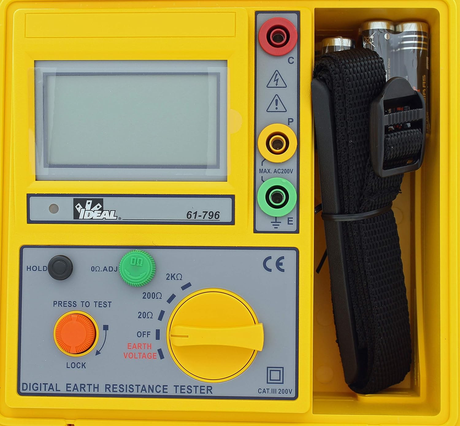 IDEAL Electrical 61-796 Earth Ground Resistance Tester, 3-Pole, Carrying Case In