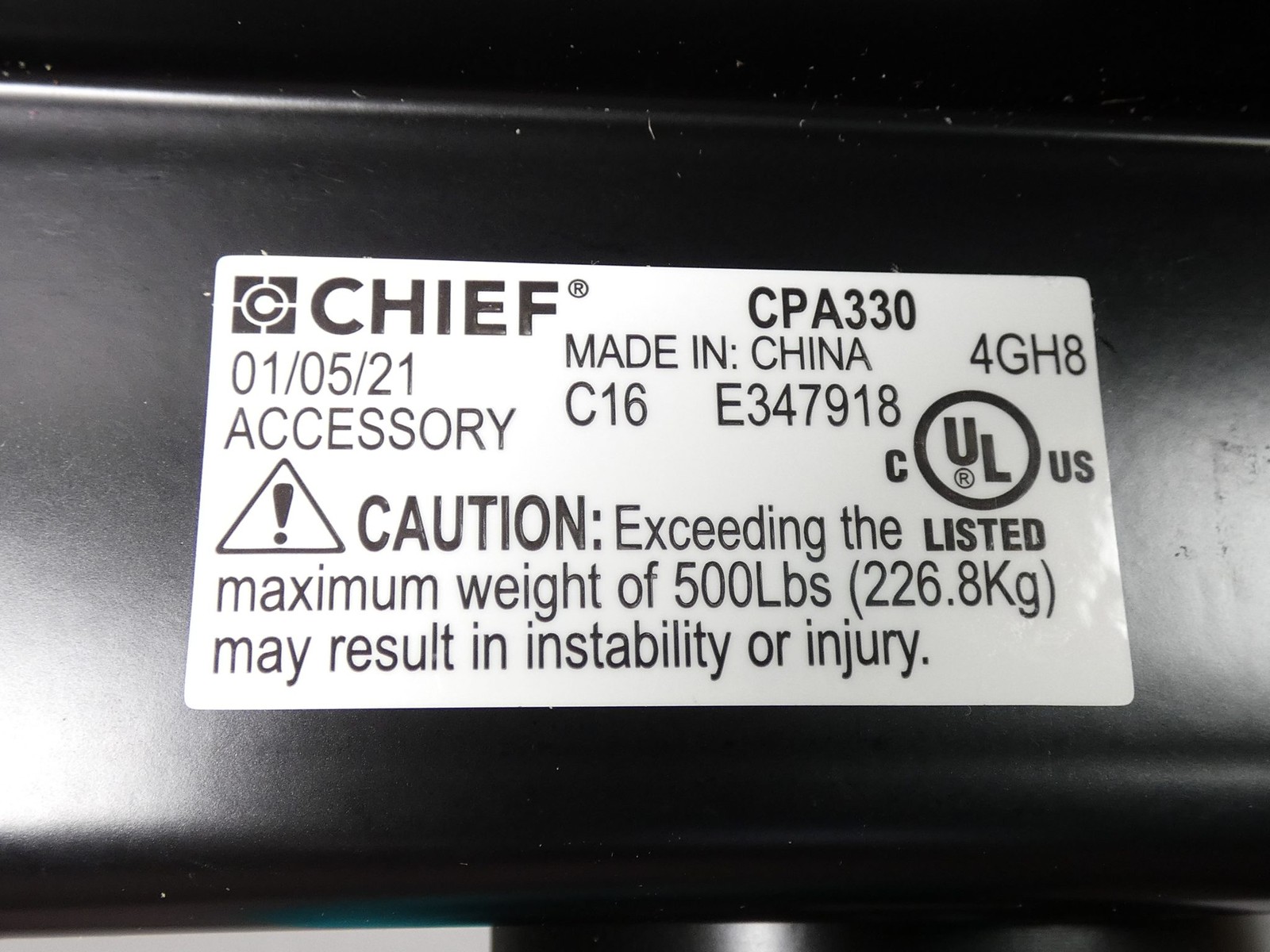 Chief CPA330 Offset Ceiling Plate Black 8″ – NEW Surplus!