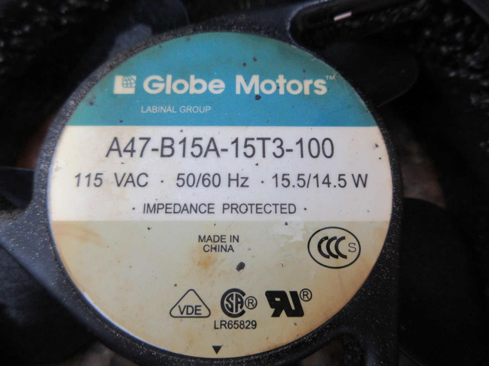 GLOBE MOTORS A47-B15A-15T3-100 FAN LOT OF 2 PIECES