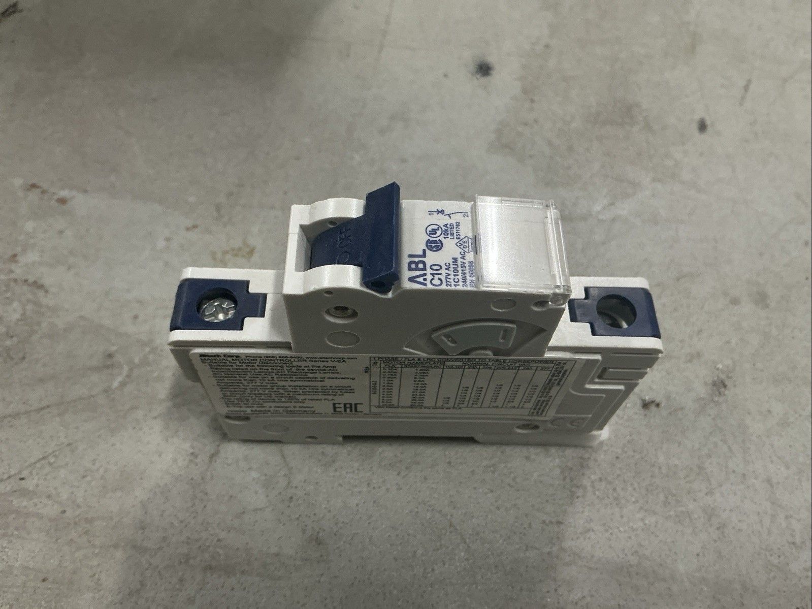 1C10UM ALTECH CIRCUIT BREAKER, 10 AMP, C CURVE, 1 POLE, 277 VAC, UL508 TYPE
