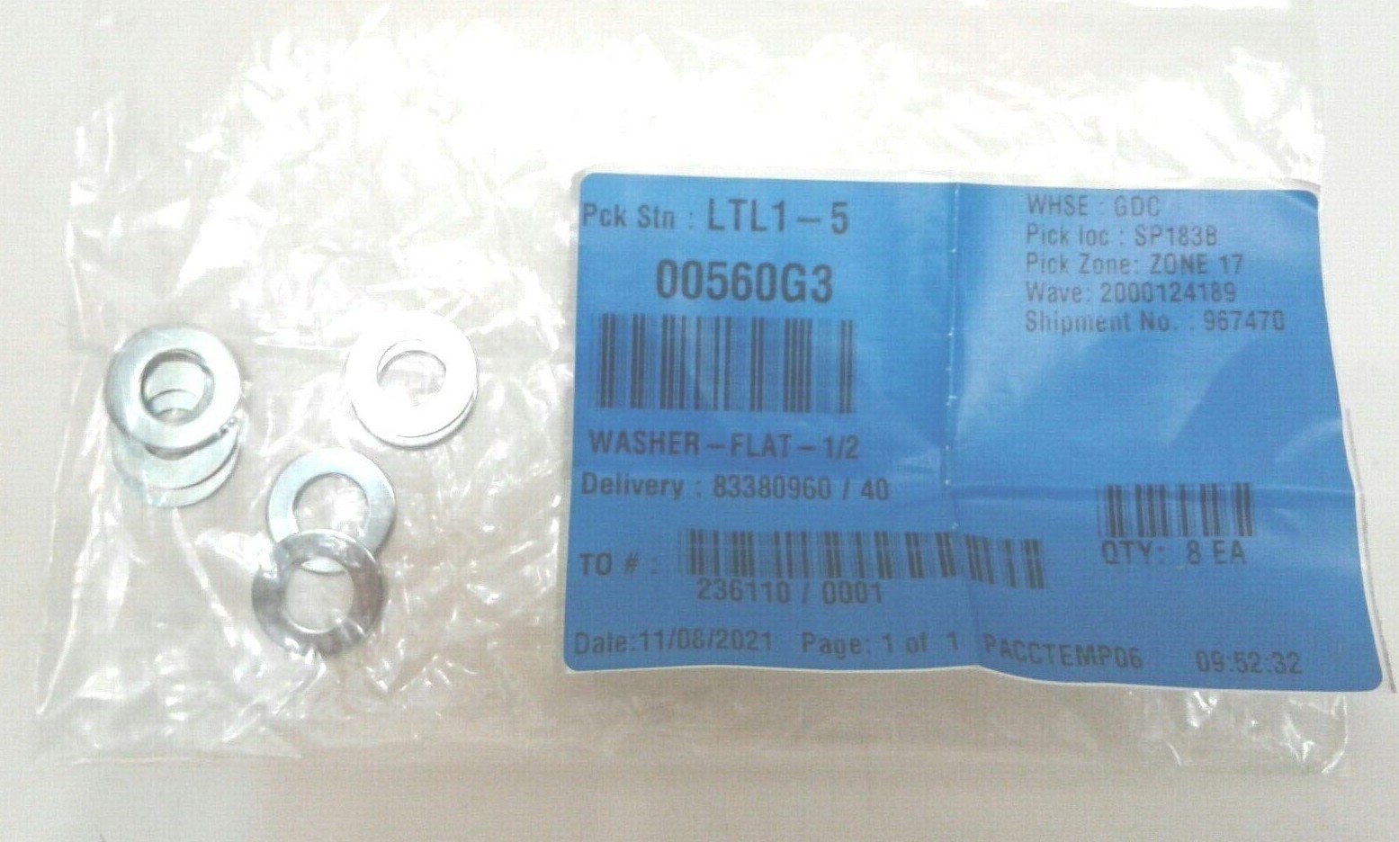 00560G3 Washer-Flat-1/2: E-Z-Go (Pack Of 8)