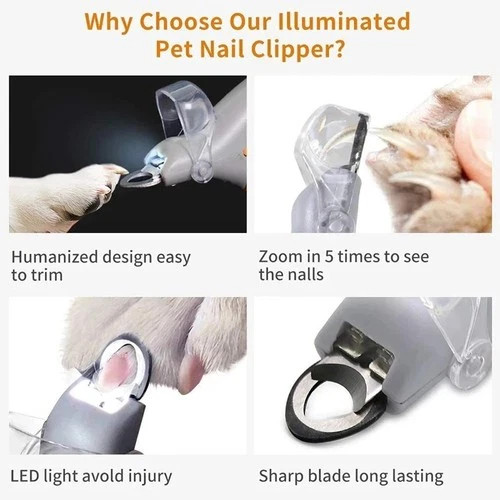 Professional Pet Nail Clippers with LED Light – Cat & Dog Nail Cutter Scissors