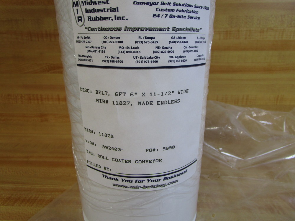 Midwest Industrial Rubber 11827 Belt 6’6″ x 11-1/2″