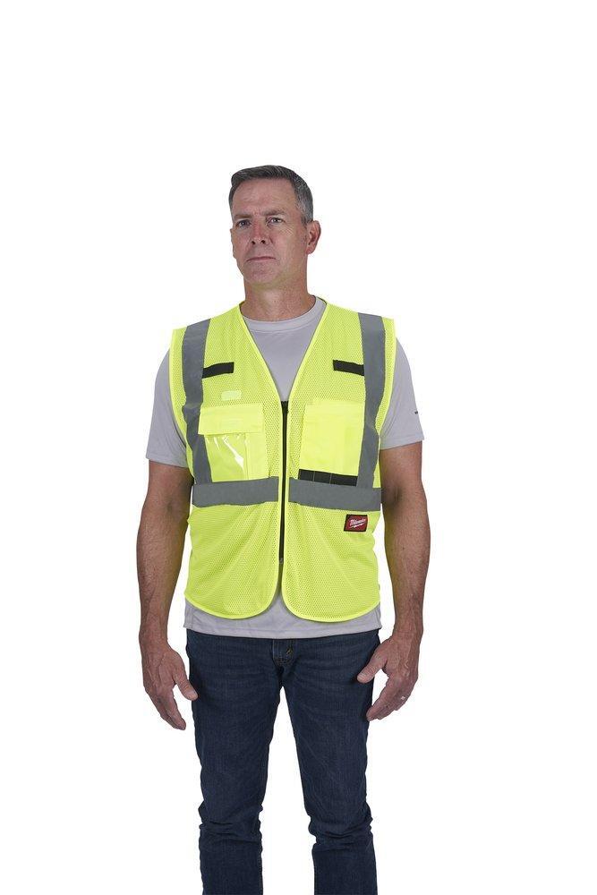 Milwaukee 48735112 Class 2 High Visibility Yellow Mesh Safety Vest – L/XL