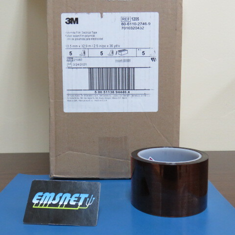 3M 1205-2-1/2 IN X 36 YDS Qty of 1 per Lot Tape, Acrylic Adhesive, Polyimide Fi