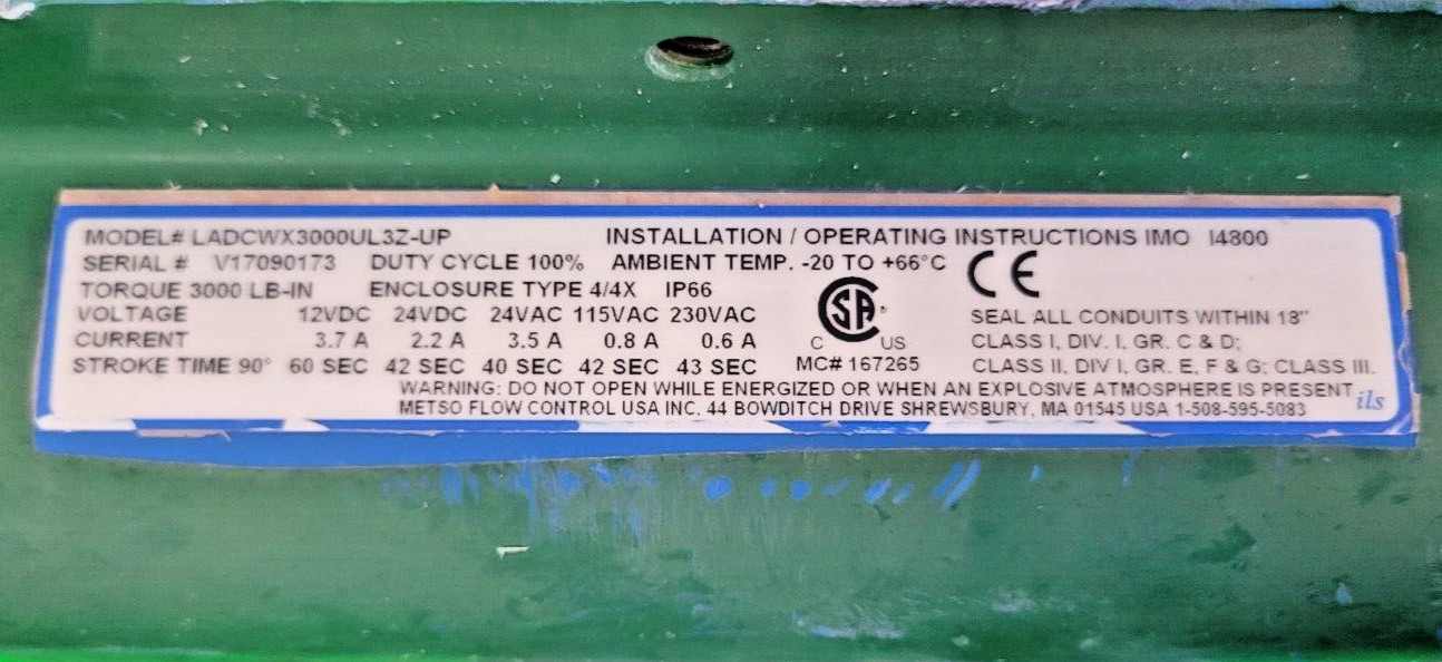 BRAY 6′ BUTTERFLY VALVE (NEEDS REPAIR) LUG PESSCO IS OFFERING 1 G050624-1 🗽