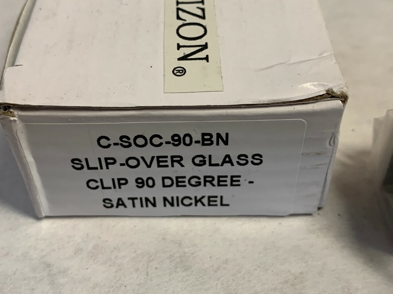 C-SOC-90-BN 90° Slip-Over Glass Clip Satin Nickel