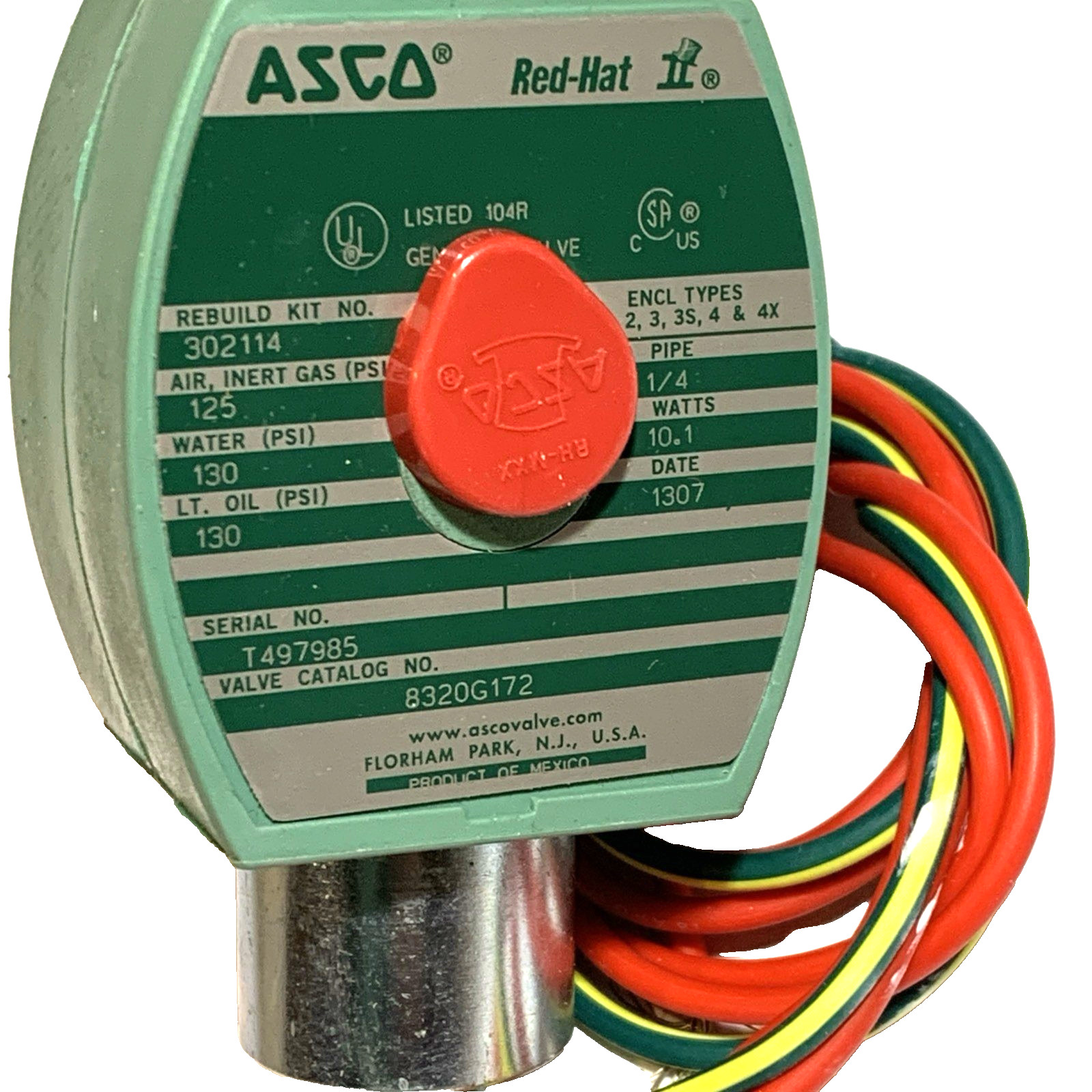 Asco RedHat 8320G172 120/60 Solenoid Valve 3 Way