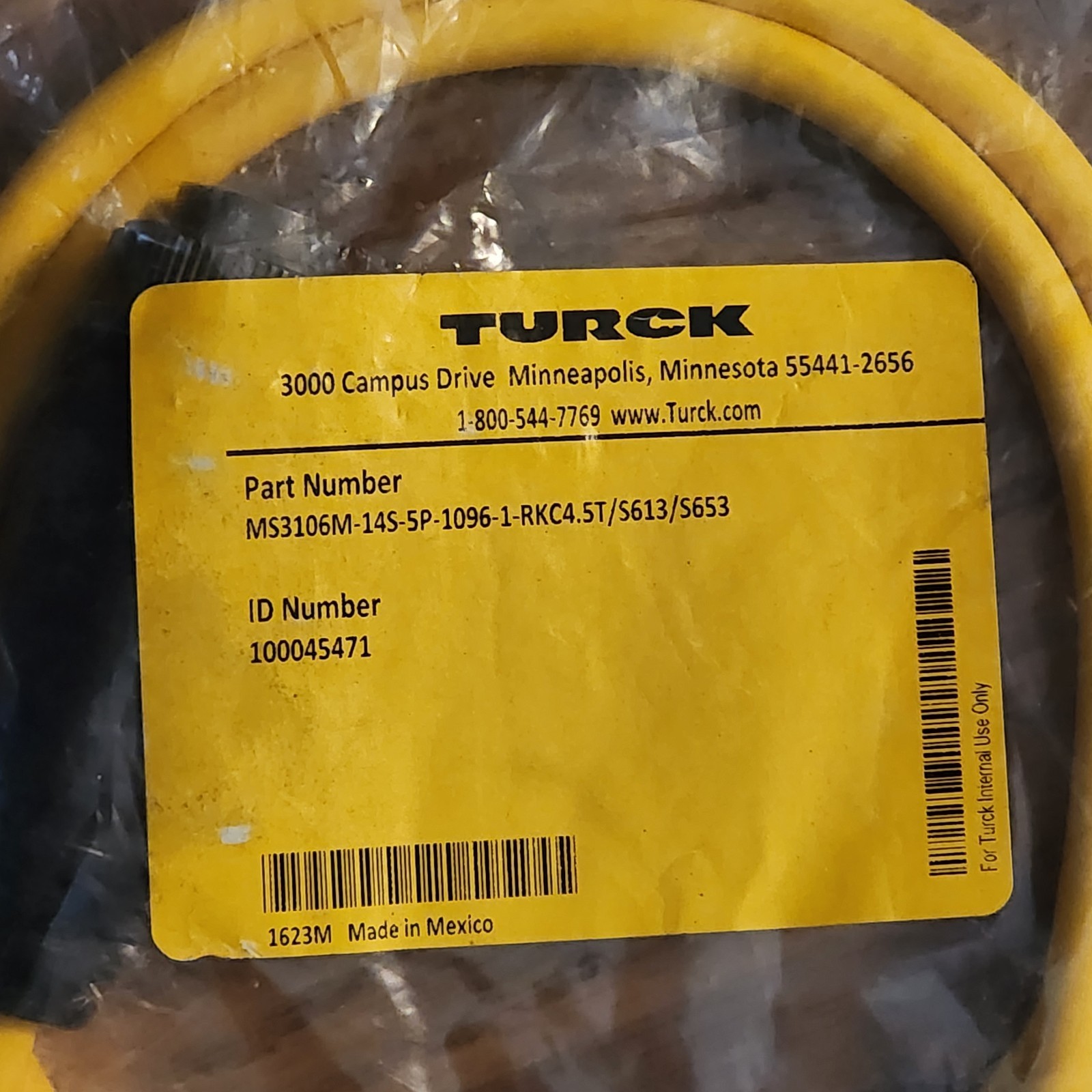 Turck MS3106M-14S-5P-1096-1-RKC4.5T/S613/S653 QD Cable/Cordset