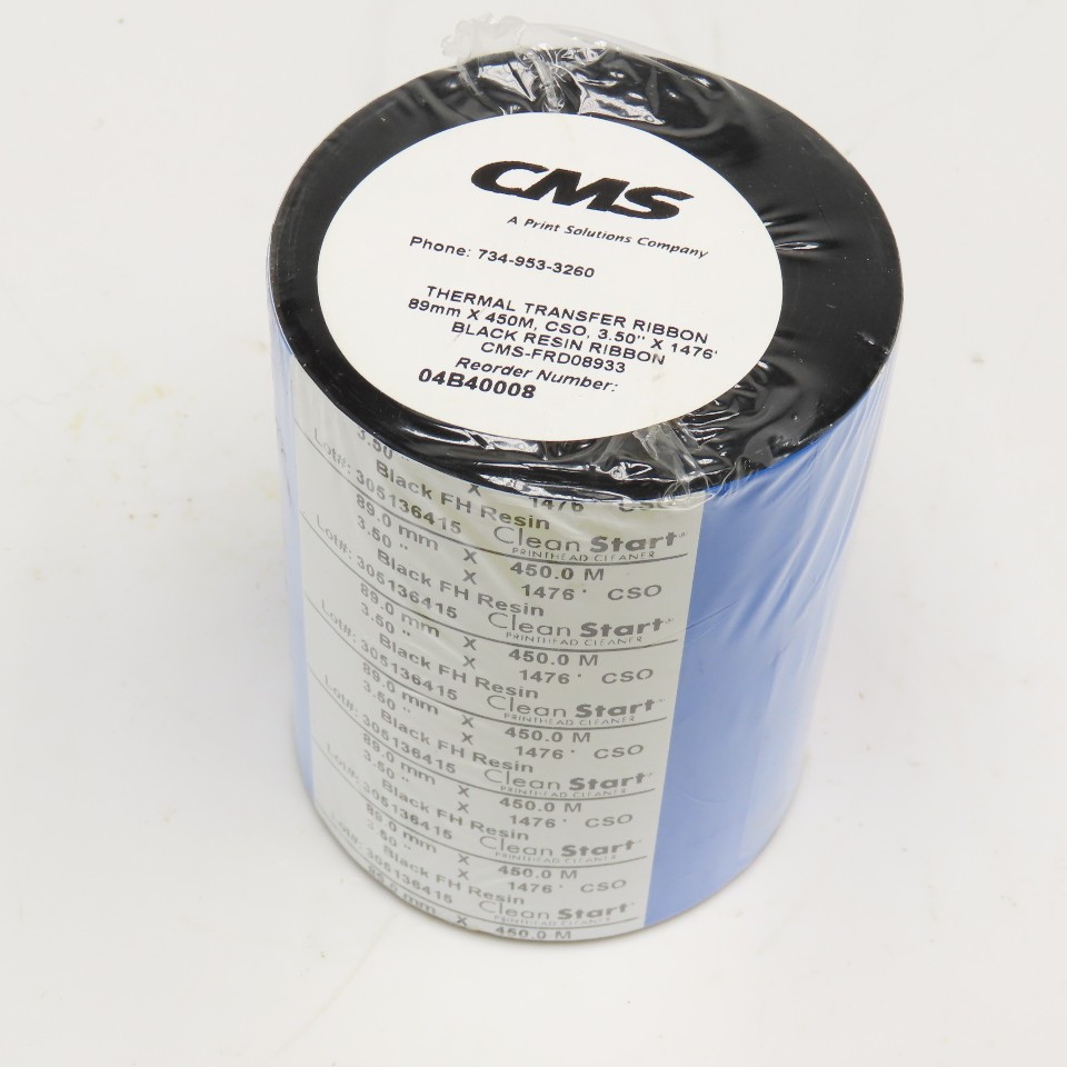 CMS CMS-FRD08933 04B40008 Black Thermal Transfer Ribbon 89mm x 450m 3.5″ x 1476′